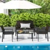 Tangkula 4 Pieces Patio Furniture Set, Heavy Duty Galvanized Metal Frame Outdoor Wicker Table and Chairs Set - 2 of 4