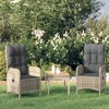 vidaXL Patio Furniture Set 3 Piece Patio Lounge Set with Cushions Poly Rattan - Gray - 2 of 4