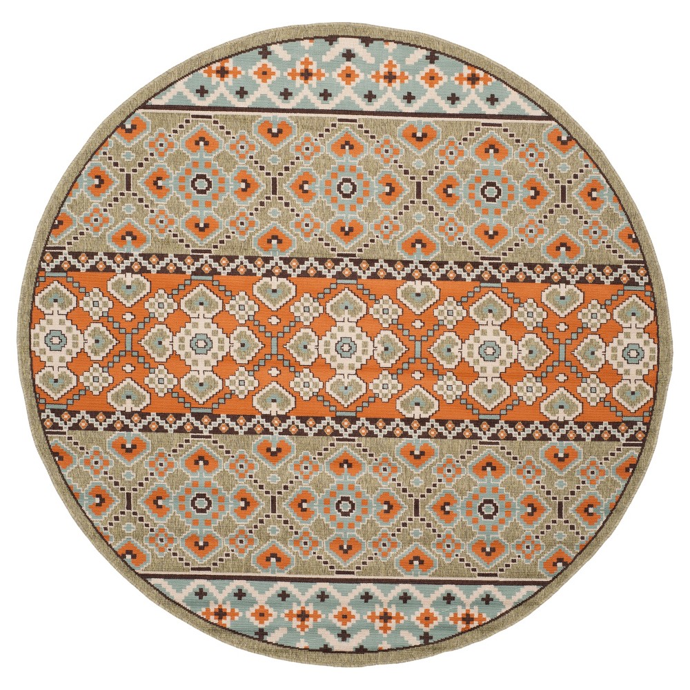 Vigo Area Rug - Green/Terracotta (6'7in Round) - Safavieh