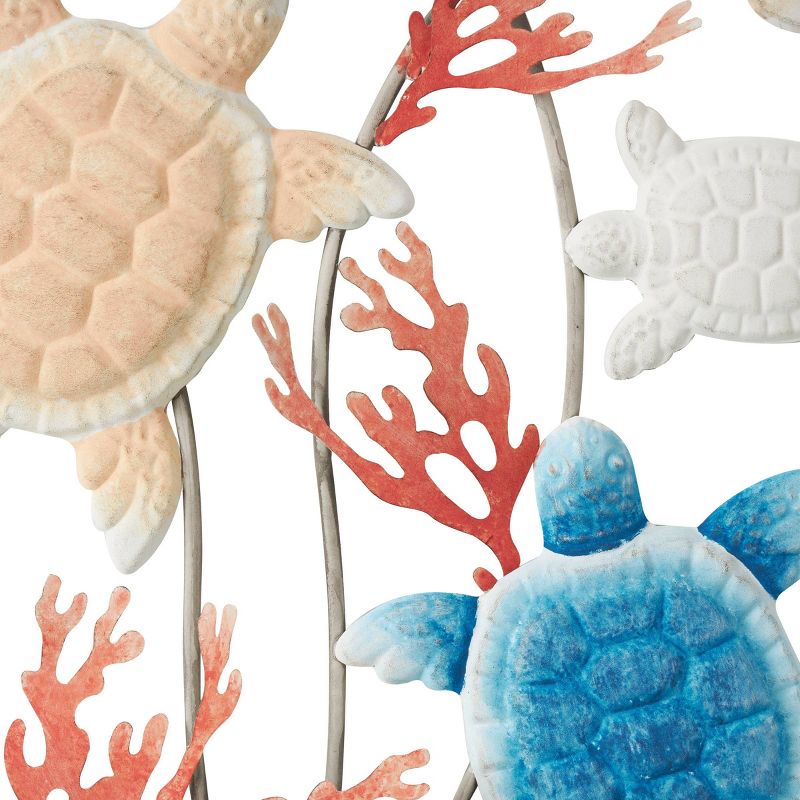 32&#34;x19&#34; Metal Turtle Swimming Wall Decor with Red Coral Accents - Olivia &#38; May, 3 of 10