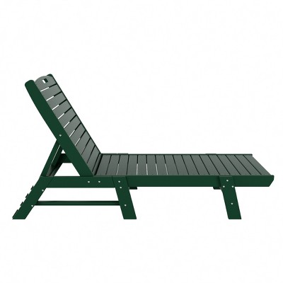 Dark Green Adjustable Poly Lumber Outdoor Chaise Lounge Set