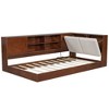 Twin Size L-Shaped Daybed with Storage, Upholstered Headboard & USB Ports for Small Spaces - 2 of 3