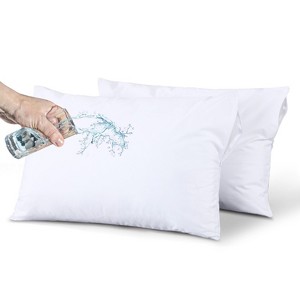 Waterproof Pillow Protectors with Zipper Noiseless TPU Backing Waterproof Zippered Pillowcases Encasement - Cotton Passion - 1 of 4
