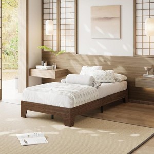 Acekool Platform Wood Bed Frame, No Headboard, Storage, Wooden Metal Slats - 1 of 4