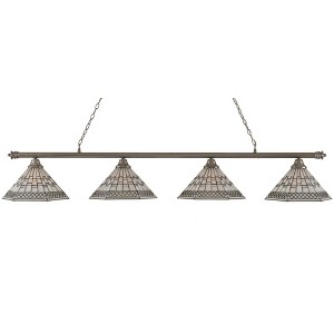 Toltec Lighting Oxford 4 - Light Island Pendant Light in  Brushed Nickel with 16" Pewter Art Glass Shade - 1 of 1