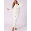 cheibear Women's Flannel Long Sleeve Soft Winter Warm Rabbit Pattern Pajama Sets with Pockets - 2 of 4