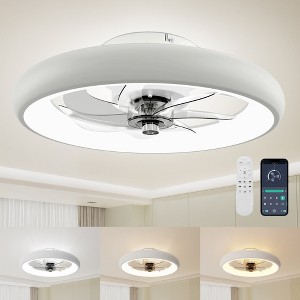 Vipbear Ceiling Fans with Lights,20" Flush Mount Ceiling Fan with APP Control, Low Profile Ceiling Fan for Bedroom/Living Room,6 Wind Speeds - 1 of 4