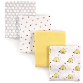 Hudson Baby Infant Cotton Flannel Receiving Blankets, Bee, One Size