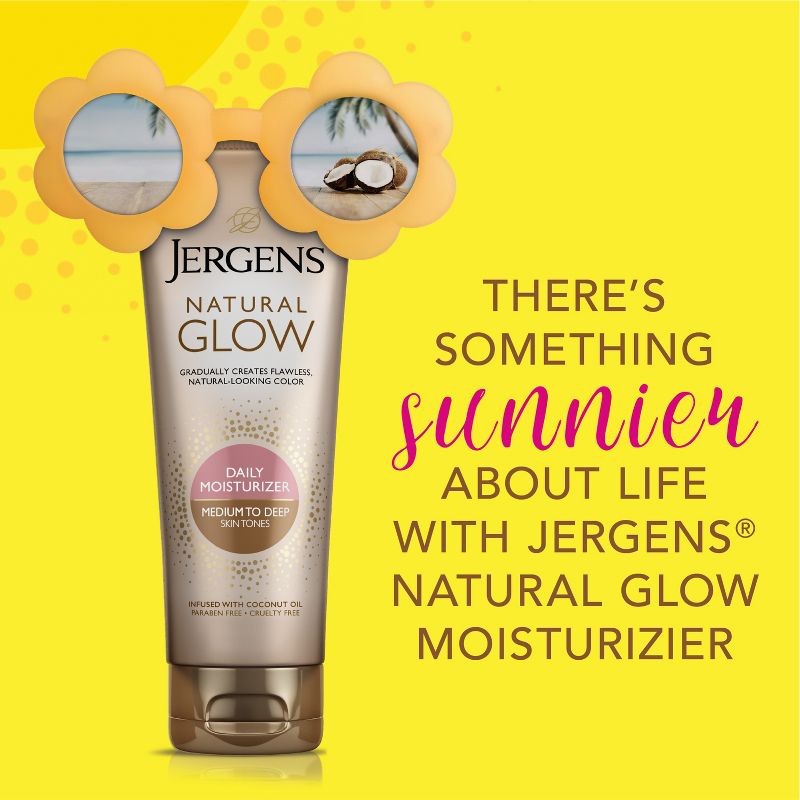 Jergens Natural Glow Daily Moisturizer Medium To Tan, Self Tanner Body Lotion, Sunless Tanning - 7.5 fl oz, 6 of 10