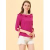 Allegra K Women's Vintage 3/4 Sleeve Boat Neck Ruffled Dots Print Blouse - 2 of 4