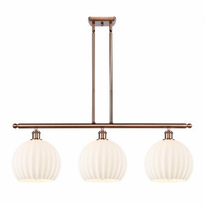 White Venetian - 3 Light Stem Hung Island In Modern Style-12.5 Inches Tall and 36.5 Inches Wide - 1 of 1