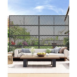 Freestanding Metal Privacy Screen for Outdoor Use, 4-Panel Decorative Privacy Fence Panels for Patio, Lawn, Deck, and Garden Privacy Solution - 1 of 4