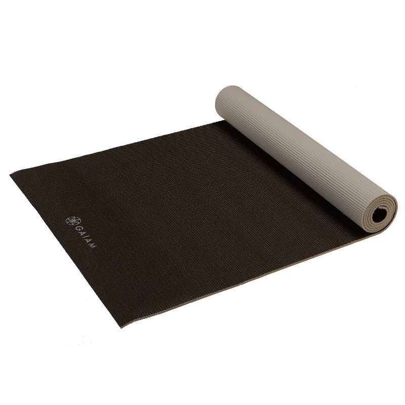 Gaiam 2 Color Premium Yoga Mat - Black/Gray (6mm), 4 of 8