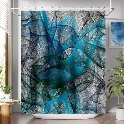 Bath Shower Curtain, Washable Cloth Black Shower Curtain Sets with 12 Shower Curtain Hooks, Fabric Rustic Black and White Striped Curtain