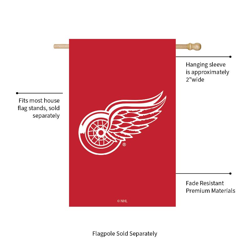 Evergreen Detroit Red Wings House Applique Flag- 28 x 44 Inches Indoor Outdoor Sports Decor, 3 of 8