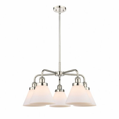 Cone - 5 Light Stem Hung Chandelier In Art Deco Style-15 Inches Tall and 25.75 Inches Wide