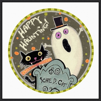 22" x 22" Happy Haunting Collection C by Viv Eisner Framed Wall Canvas - Amanti Art