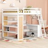 NicBex Full Bunk Bed Loft Bed with Desk Pine Bed Frame with Shelves, Oleophobic Board, Inclined Ladder and Guardrail, No Box Spring Required, White - 2 of 4