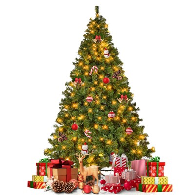 6ft Pre-Lit Artificial Christmas Tree with 300 Clear LED Lights and 1060 Branch Tips