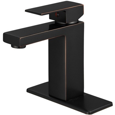 BWE Single Handle Single Hole Low-Arc Bathroom Faucet with Supply Line