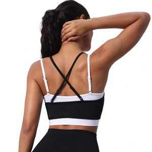 Women's Breathable Sports Yoga Vest Quick-Drying Fitness Underwear with Beautiful Cross Strap Back Simple Style Running Gear - 1 of 1