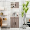Tangkula 3-Door 71" Kitchen Buffet Pantry Storage Cabinet w/Hutch Adjustable Shelf - 2 of 4