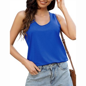 Coolmee Women's Workout Tops Racerback Athletic Tank Tops Sleeveless Loose Fit Yoga Running Gym Shirts - 1 of 4
