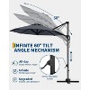 10FT Sepia Cantilever Umbrella with Base Round Top Patio Umbrella Sun Shade Windproof Offset Umbrella with 360-Degree Rotation - 2 of 4