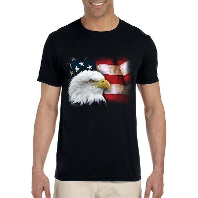 Patriotic American Flag Shirt Mens American Bald Eagle Black Tee Small ...