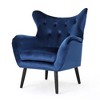Modern Velvet Curved Wingback Chair, Upholstered Accent Chair, Button-Tufted Arm Chair with Oak Frame and Black Legs -Christopher Knight Home - 3 of 4