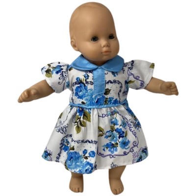 Doll Clothes Superstore Blue Flower Dress Fits 15 Inch Baby And Cabbage Patch Kid Dolls