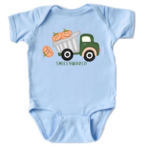 The Juniper Shop SmileyWorld Dump Truck Pumpkins Baby Short Sleeve Bodysuit - 1 of 4