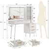 Acekool Large Vanity Desk with 36" Mirror, Fluted Makeup Table, 5 Drawers, Shelf, Built-in Outlet - 4 of 4