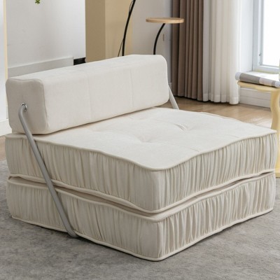 NicBex 36" Convertible Sleeper Chair,Modern Folding Sofa Bed with Spring Base,Couches with Chenille Fabrics for Living Room,White/Gray/Orange/Blue