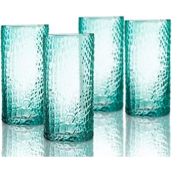 Elle Decor Embossed Goblets Glasses, Vintage Glassware Sets, Water Goblets  For Party, Wedding, & Daily Use, Set Of 6, Jade : Target