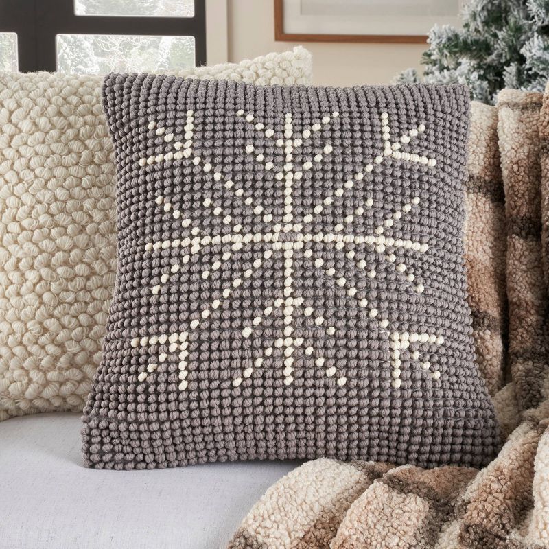 20"x20" Oversize Holiday Loop Snowflake Indoor Square Throw Pillow - Mina Victory, 6 of 10