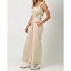 Women's Suede Wide Leg Jumpsuit - mystree - 2 of 4