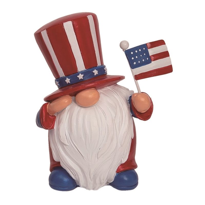 Transpac Resin 5" Multicolor Patriotic Uncle Sam Gnome Figurine, 1 of 4