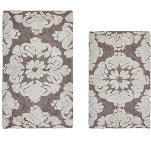 Medallion Collection 2 Piece 100% Cotton Tufted Bathroom Rug Set  with Non-Slip Backing, Machine Washable, Tumble Dry Bath Mat - 1 of 4