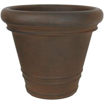 Sunnydaze Crozier Polyresin Outdoor/Indoor Heavy-Duty Double-Walled Fade-Resistant Flower Pot Planter - 16" Diameter - Rust