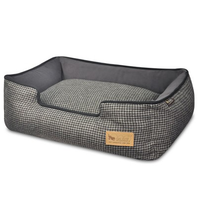 P.L.A.Y. Lounge Bed: Houndstooth - Black/Gray, Large, Luxury Pet Bed, Washable