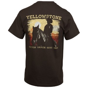 Mens Yellowstone Dutton Ranch Sunset Front and Back Print T-Shirt - 1 of 4