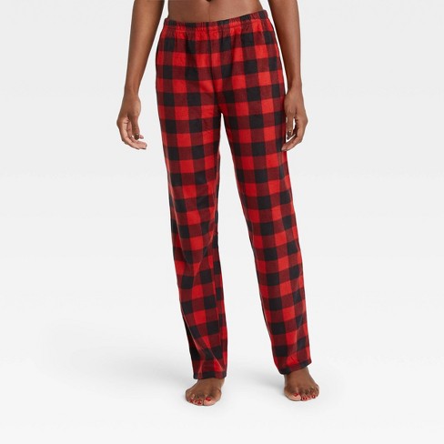 Women's Holiday Buffalo Check Plaid Fleece Matching Family Pajama Pants - Wondershop™ Red - image 1 of 3