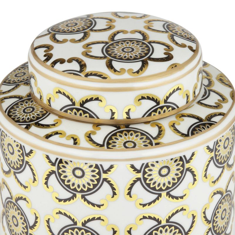 Dahlia Studios Beka White and Gold 11" High Decorative Jar with Lid, 2 of 6