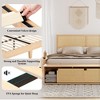 Full Natural Rattan Bed Frame with Sliding Barn Door Storage Cabinets, Boho Farmhouse Wood Platform Bed, Wood Legs Support, Noise-Free Slats - 3 of 4