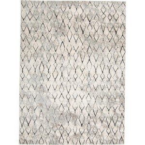 HomeRoots 8' X 10' Gray and Ivory Geometric Power Loom Worn Faded Area Rug - 1 of 4