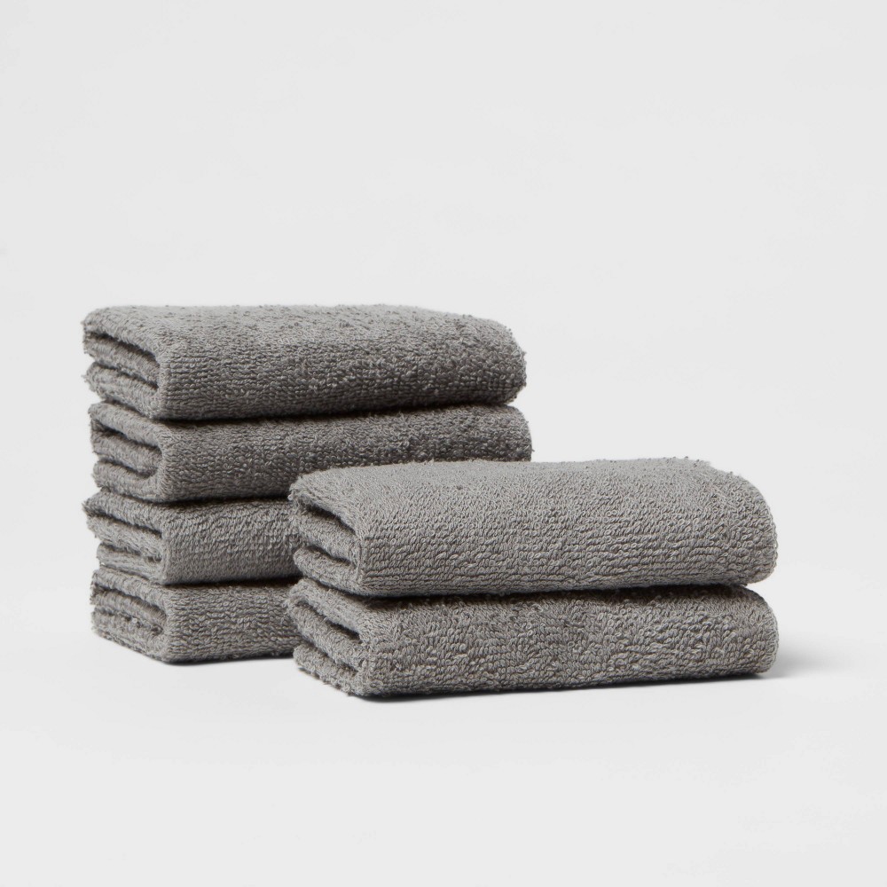 Photos - Towel 6pk Washcloth Set Dark Gray - Room Essentials™