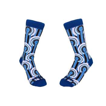 Art Deco Patterned Socks - Size 6-8 (Tween Sizes, Small) / Blue / Unisex from the Sock Panda