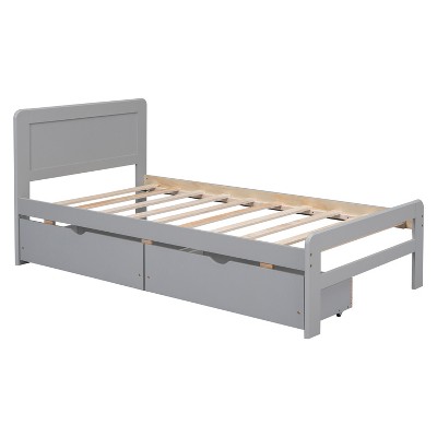 Cesicia Twin Size Platform Bed Frame with 2 Drawers