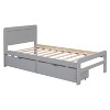 TOAOTBNBO Modern Platform Bed with Twin Size, Classic Bed with 2 Drawers, Comfortable Bed Frames with Wood Slats, White Washed - 2 of 4